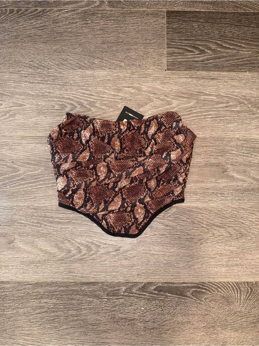 Fashion Nova Brown Snake Print Crop Top